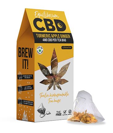 Equilibrium CBD 48mg Full Spectrum Turmeric & Ginger Tea Bags Box of 12